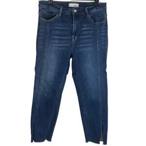 Vervet Womens 30 Jeans High Rise Skinny Raw Hem Side Slit Seamed Stretch Denim